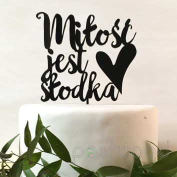czarny topper miłość jest słodka